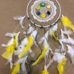 girl scout dreamcatcher with natural and recycled materials