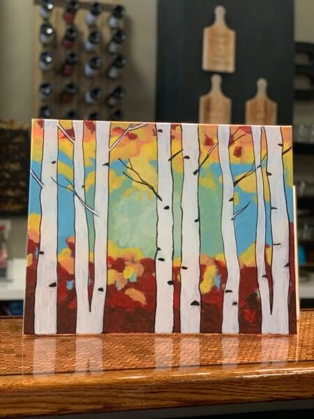 canvas birch trees