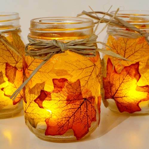 thanksgiving mason jar leaf candle - Brooke Roe