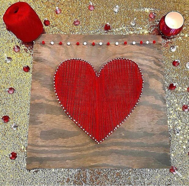 String art valentines heart