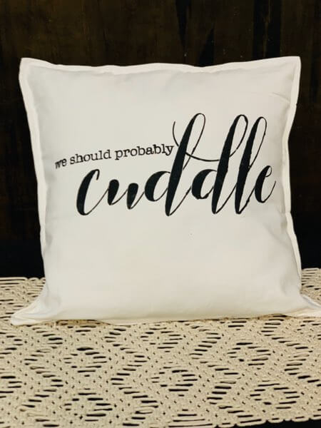 cuddle calligraphy pillow