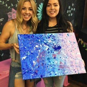 Girls with splatter canvas
