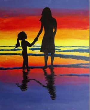 Mother and Child Silhouette Guided Canvas