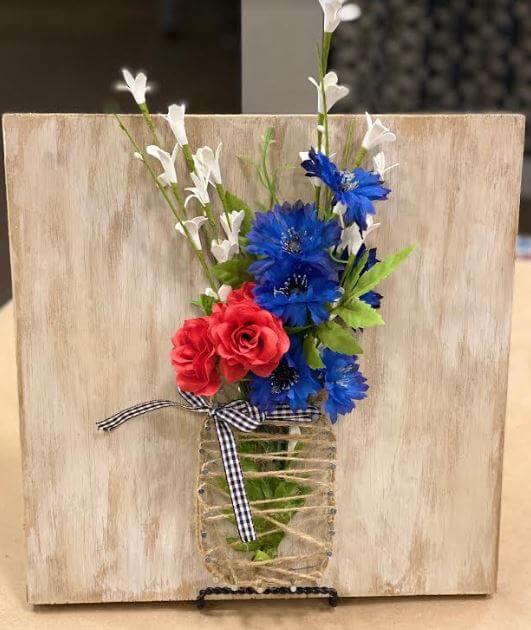 patriotic mason jar string art