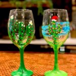 christmas cacti wine glasses