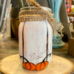 fall pumpkins candle mason jar