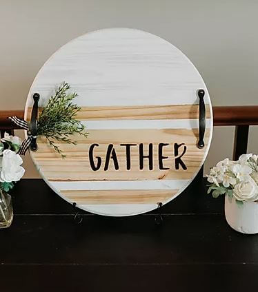 gather woodburned tray photo from vendor