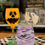 halloween painted wine glasses