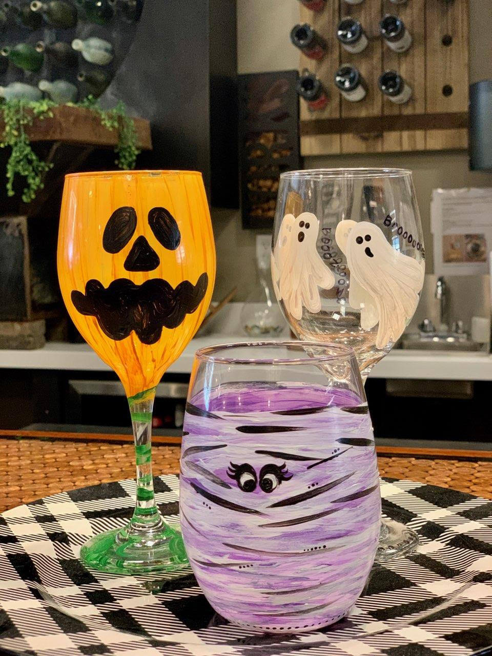 Halloween wine glasses discount