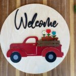Circular Wooden Welcome Sign-1
