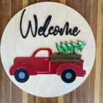 Circular Wooden Welcome Sign-2