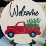Circular Wooden Welcome Sign-3