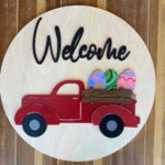 Circular Wooden Welcome Sign-4