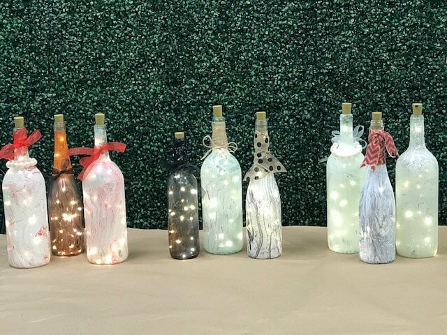 Decorated Wine Bottles - Set of 3