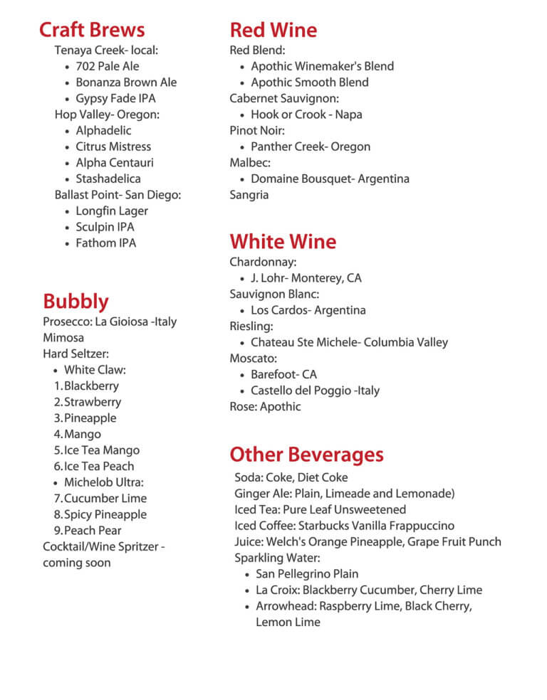 Las Vegas Menu Pinspiration