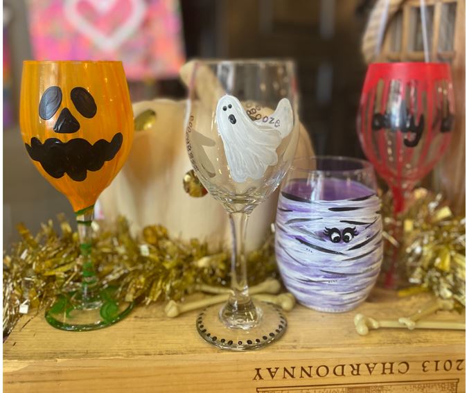 halloween painted wine glasses 2