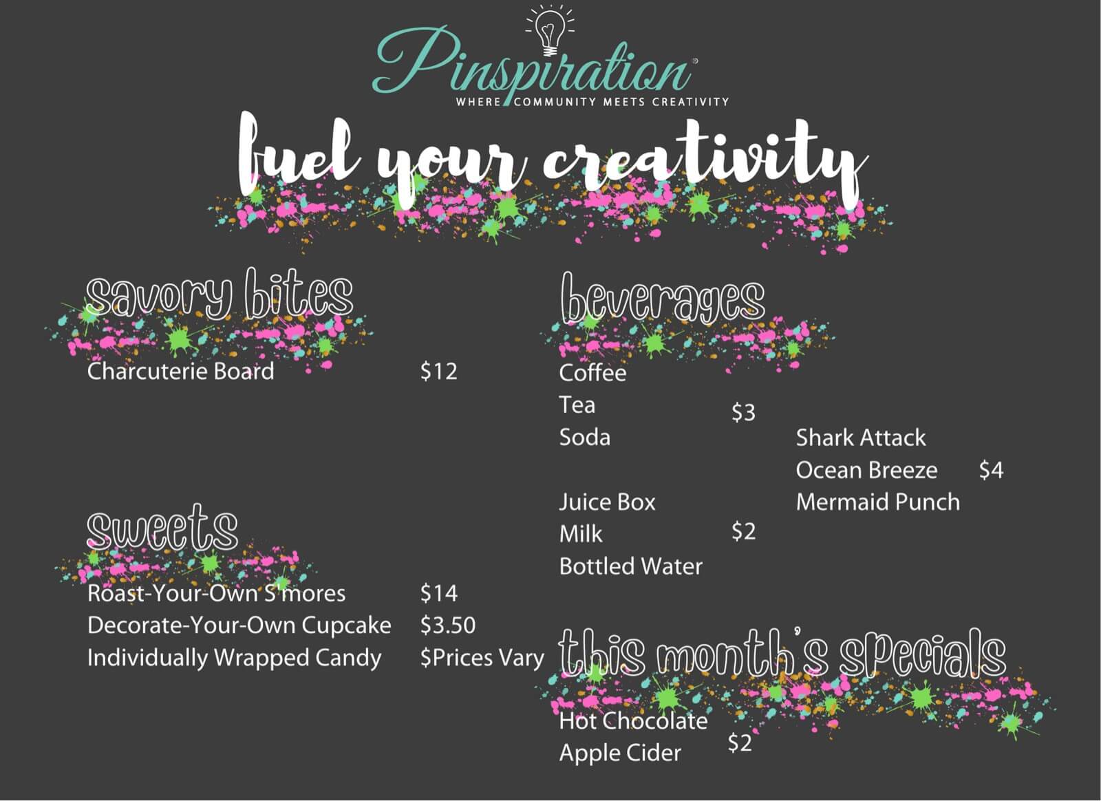 Pinspiration Wilmington Menu