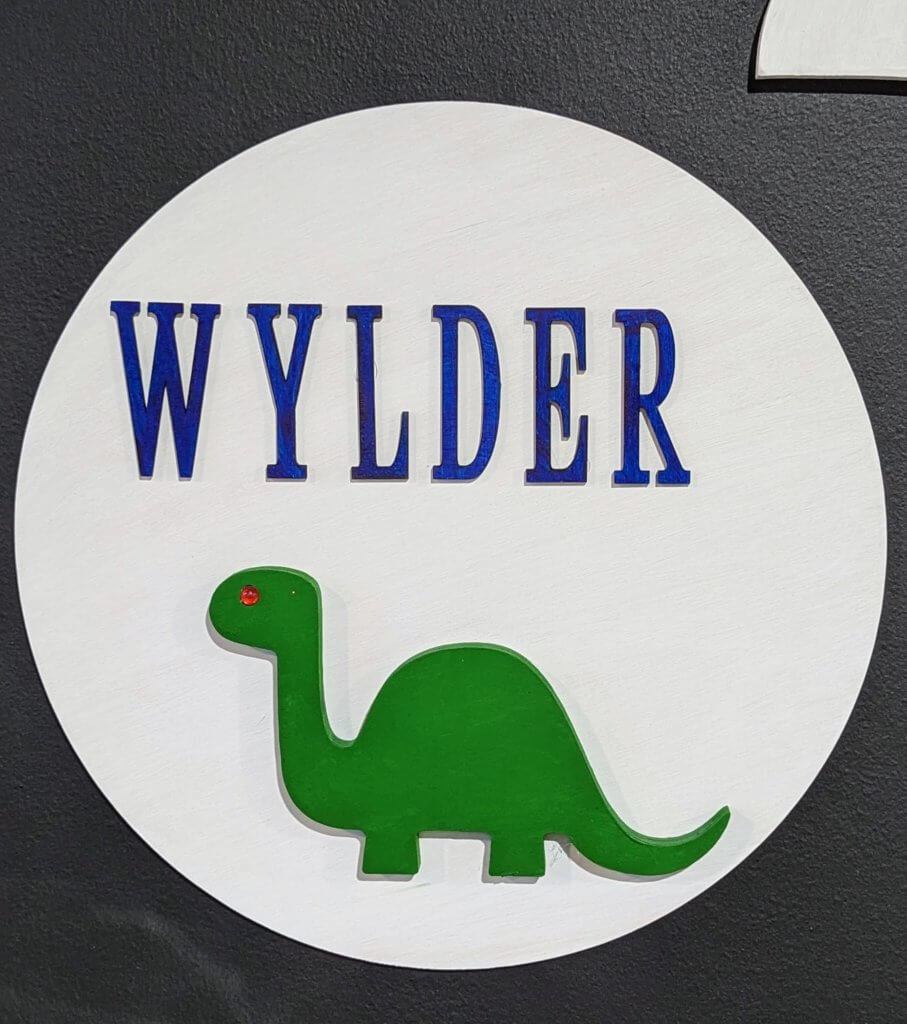 Child's Door Hanger with added chunky wood cutout - $50 - Pinspiration