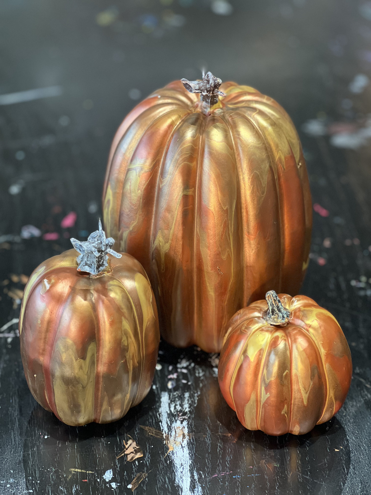 Acrylic Pour Pumpkins