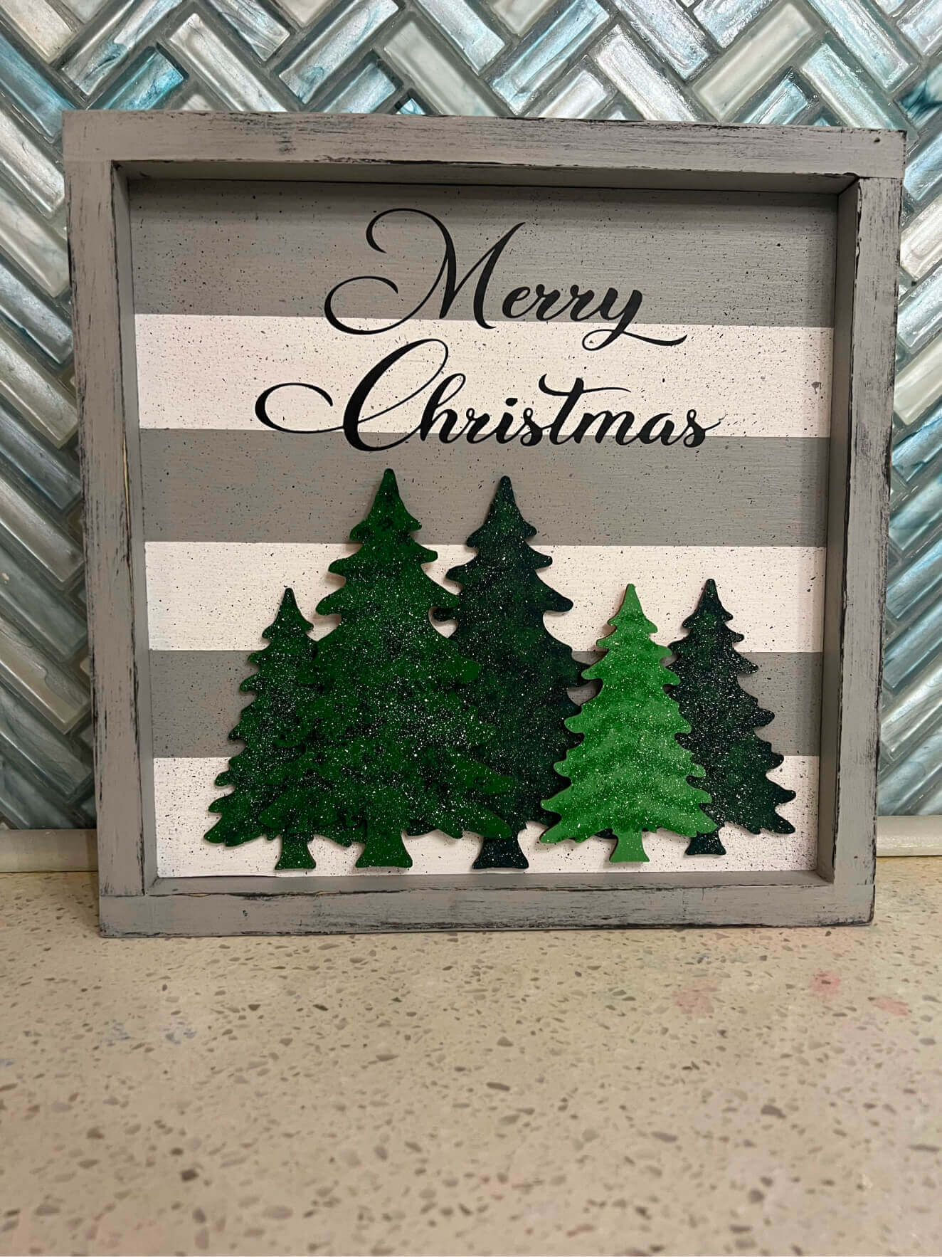 Framed Merry Christmas Trees