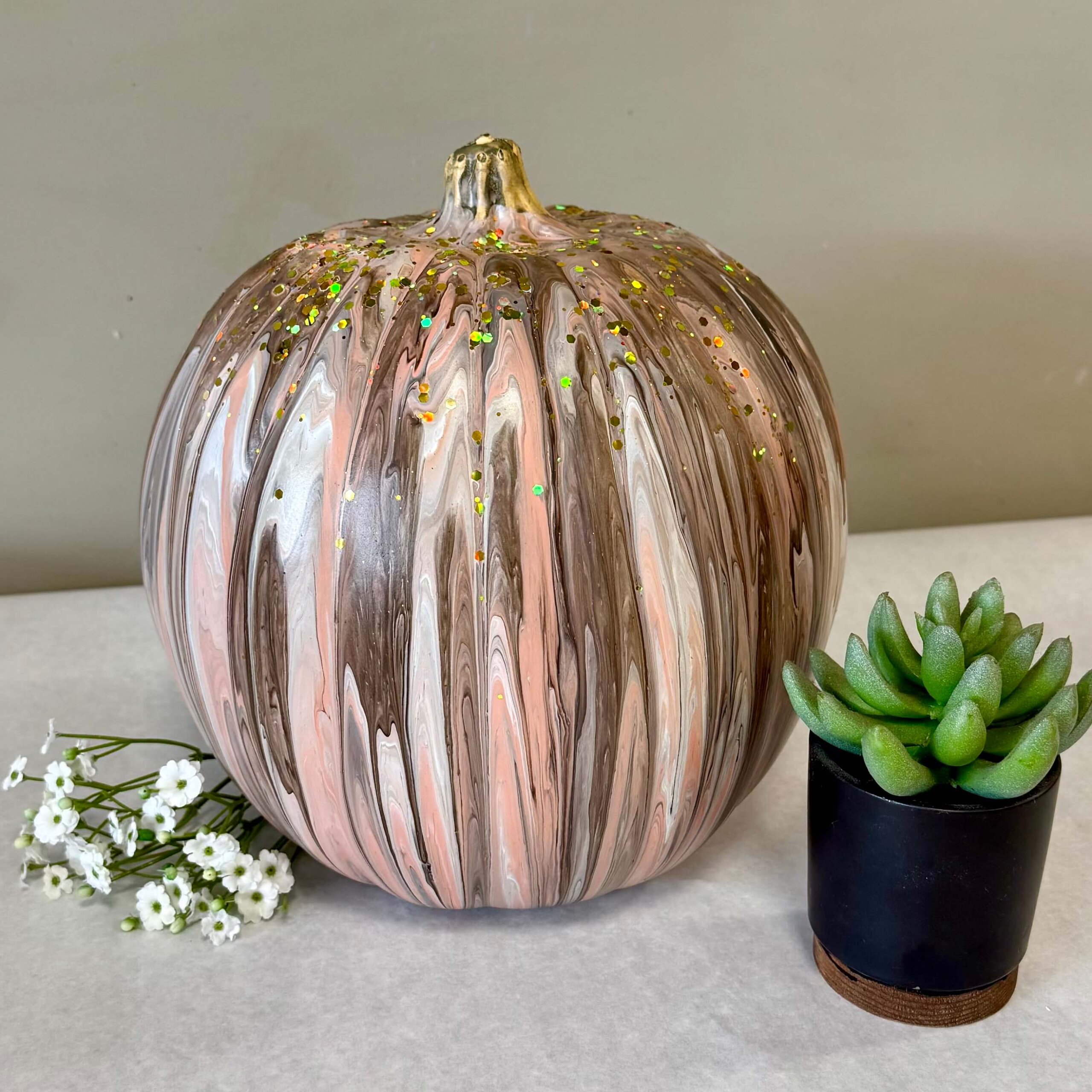 Acrylic Pour Pumpkins