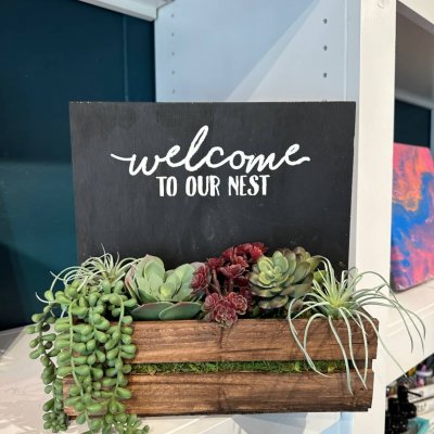 Crate Planter with Succulents (1)